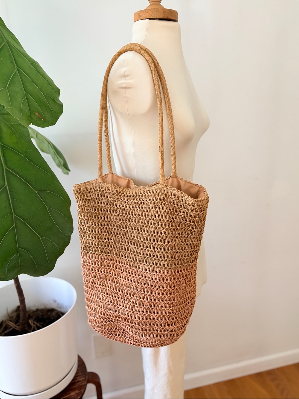 Handwoven Raffia Tote Natural Woven Market Bag Coastal Grandmother Cottagecore
